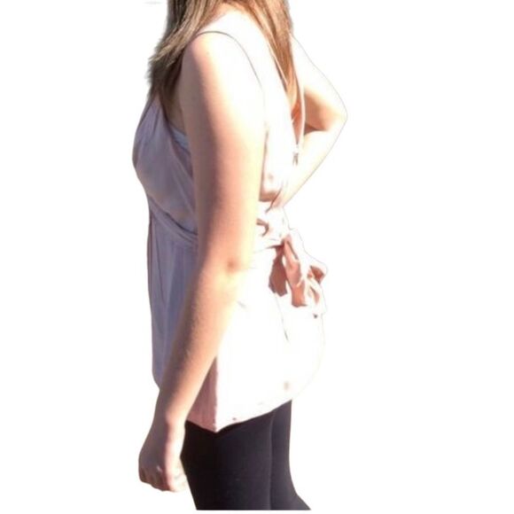 Y2K Silk Peplum Wrap BCBG Maxazria Pink Blush V Neck Fit Flare Sleeveless S VTG - Picture 3 of 10